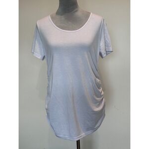 Ginkana Womens Maternity Ruched Side Short Sleeve Scoop Neck Top white L